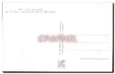 Exposição Internacional de Paris 1937 — Visão geral no primeiro plano do Pavilhão da Bélgica — H. CHIPAULT, Boulogne-sur-Seine — Verso