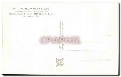 Exposição Internacional de Paris 1937 — Pavilhão da Suécia — H. Chipa & Cie, Boulogne-sur-Seine — Verso