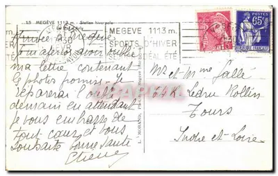Megève 1113 m. - Station hivernale — Sports d'Hiver, Secteur Décal Été — éditeur L. Norand, Phil. de Megève — Verso