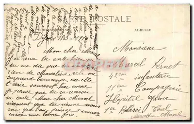 Stara pocztówka Hotel de la Cloche w Dijon — Rewers