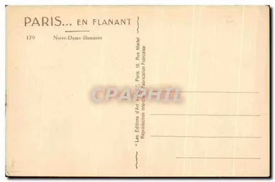 Notre-Dame de Paris — illuminée — Les Éditions d'Art 'WICON', Paris — Verso