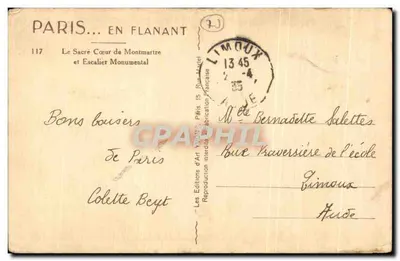 Il Sacro Cuore di Montmartre — Scalone Monumentale — Edizioni d'Arte Yvon, n°117 — Verso