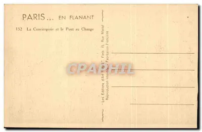 Paris — A Conciergerie e o Ponte do Cambio — Edições de Arte Yves Flanant, n°152 — Verso