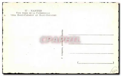 Nantes — Visão tirada da catedral em direção a São Clément e São Donatien — F. Chapeau, editor Nantes — Verso