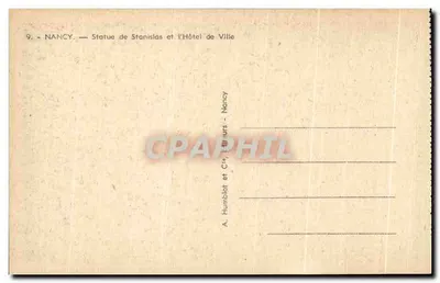 Nancy — Statua Stanisława i Ratusz — A. Humbliot et Cie, Nancy — Rewers
