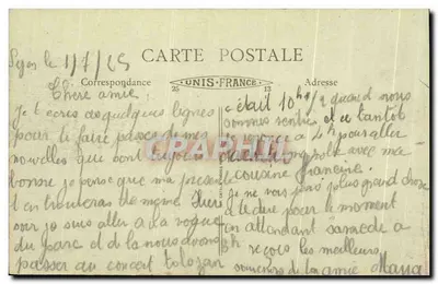 Lyon — O Ponte Wilson, inaugurado em 14 de Julho de 1918 — E. F. de « Lux » — Verso