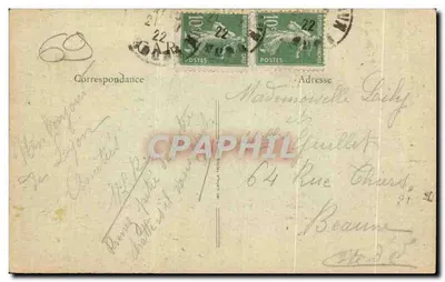 Lyon — Pomnik Carnot (zbudowany w 1900) — Perspektywa ulicy République i wzgórza Croix-Rousse — F. Paris, n°175 — Rewers