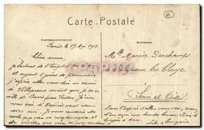 Antika kartpostal Paris Les Invalides Napoleon I. Şapkası — Arka yüz