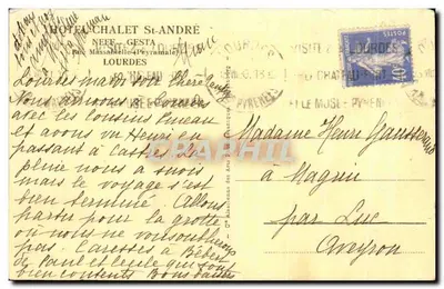 Lourdes - Hotel-Chalet Saint André — wydawca nieznany, numer seryjny nieczytelny — Rewers