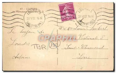 Monument Impérial w Lourdes — Wydawnictwo P. Doucet Lourdes, n°47 — Rewers