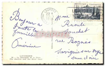 Lourdes — Bazylika i rzeka Gave — Wydawnictwo Photo-Gématit — Rewers