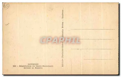 Lourdes — Benedyktura Świętego Sakramentu przed Różańcem — Wydawca: Édouard Océan, Toulouse — Rewers