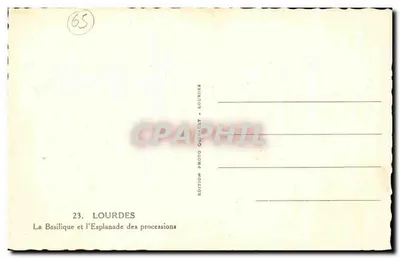Lourdes — La Basilique et l'Esplanade des processions — Édition Photo Quinault - Lourdes, n°23 — Verso