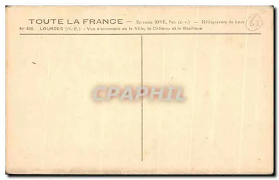 Lourdes — Vue d'ensemble de la Ville, le Château et la Basilique — Jové, Pau (B.-P.) — Verso