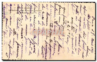 Lourdes — Basílica e Monumento Interallié — Editor Lourdes, n°65 — Verso