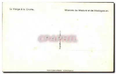 Notre-Dame de la Grotte — Statua Najświętszej Panny Maryi w Grotce — Misje Maduré i Madagaskaru — Rewers