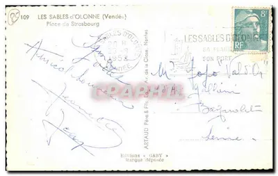 Les Sables-d'Olonne — widok z Placu Strasbourgskiego z wieżą kościoła — Éditions Gaby, n°109 — Rewers