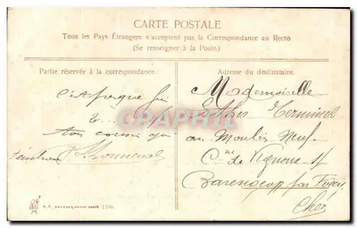 Doux Souvenir — Carta postal decorativa — H.F. Zoumées, Paris, série 1106 — Verso