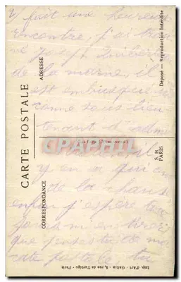 Francuski żołnierz w mundurze polowym — ostrzeżenie przed wroczymi uszami — wydawnictwo S.H. Paris, nr 121 — Rewers
