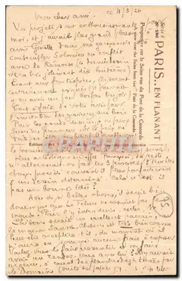 Vista de Paris — Ponte da Concórdia — Edição Art Yvon, Série 8 — Verso