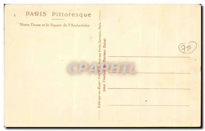 Notre-Dame w Paryżu — widok z Seiny — wydane przez Wydawnictwo Yvcon, Paryż — Rewers