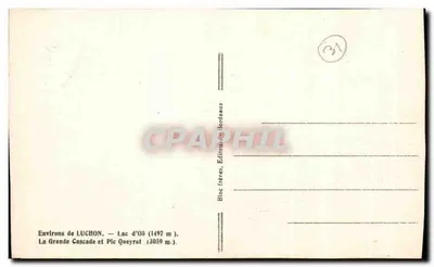 Jezioro Oss i Pic Queyrat — Wielka Woda Spadkowa — Wydawca Bracia, Bordeaux — Rewers