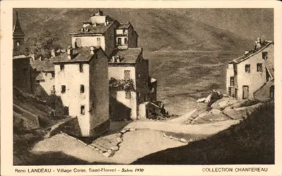 कॉर्स के गांव, सेंट-फ्लोरेंट — रेमी लैंडे द्वारा ड्रॉइंग — चांतेरो 1930 के संग्रह