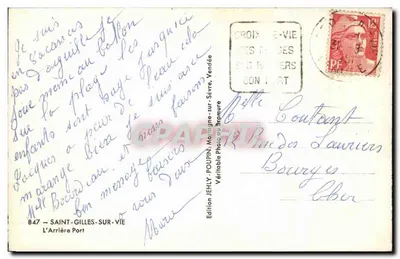 Saint-Gilles-sur-Vie — Port — Édition Jehly, n°847 — Verso