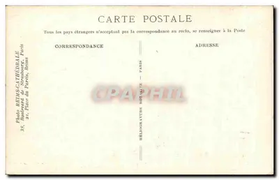 Catedral de Reims — Portal St-Sixte — Cena da vida de St-Remi dita "o barril de Cernay" — Cliché L. Doucet — Verso