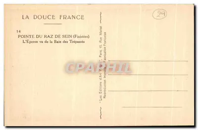 Ponta do Raz de Sein — O Éperon visto da Baía dos Falecidos — Les Éditions d'Art Yvon, Paris — Verso