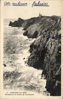 Costa rochosa: Falésias — Camaret-sur-Mer, Ponta do Toulinguet — G. Artaud, editor, Nantes