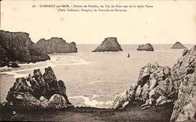 Camaret-sur-Mer — Ponta de Penhir, os Tas de Pois vistos da Salle Verte (Petit Dahouët, Penglaz, la Fourche e Bern-id)