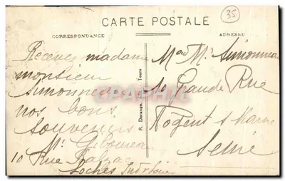 Loches (Loir-et-Cher) — Ansicht der Porte des Cordeliers und allgemeiner Blick auf das Königsschloss — Verlag R. Dorange, Nr. 35 — Rückseite
