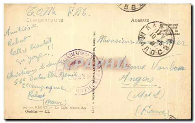Kawiarnia Maure — Rabat — Lévy & Neurdein, Paryż, n°103 — Rewers