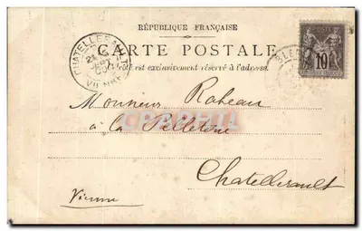 Little girl in sailor outfit — Châtellerault — French postcard — Back