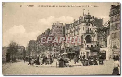 Paris — Moulin Rouge ve Clichy Bulvarı — P. P. C. Paris