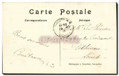 Zamek Chantilly — Most z rybami — Héliotypie A. Bourdier, Versailles — Rewers