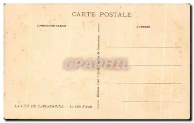 A Cidade de Carcassonne — Vista dos muros e torres — Edições d'Arte 'La Côte d'Aude' — Verso