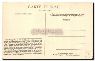 Carcassonne — Os Muros e a Cidade — Carta-Notícia Jordy — Verso