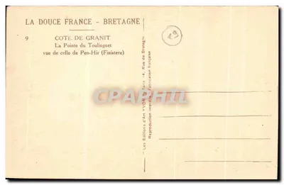 La Pointe du Toulinguet — widok z Pen-Hir (Finitère) — Les Éditions d'Art YVON, Paryż — Rewers