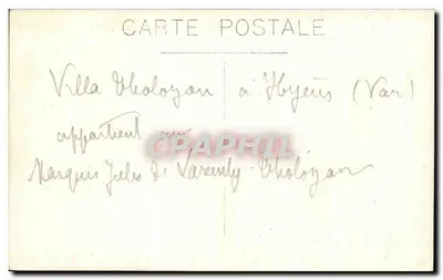 Villa Bioloyan in Hyères (Var) — gehört dem Marquis Jules de Varenety-Bioloyan — Rückseite
