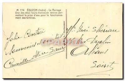 Éguzon (Indre) — O dique — Editor G. Chateaubout, n° 774 — Verso