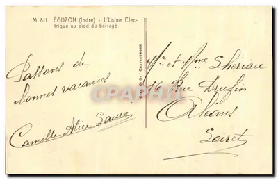 Éguzon (Indre) — A Usina Elétrica ao pé do Barragem — Grel-G. Chattaigoux — Verso