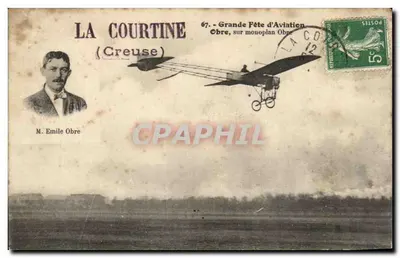 La Courtine (Creuse) — Grande Festa de Aviação — M. Emile Obre sobre monoplano Obre — edição 67