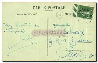Castelo de Carrouges — Canto de Mouchoir, Ponto de Argentan — A. Lejune, editor Lefebure, Paris — Verso