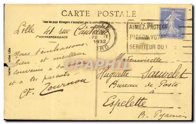 Lille - Pomnik Desrousseaux - E.C. Piosenka 'P'tit Quinquin' — Rewers
