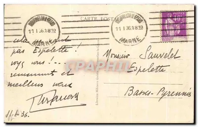 Mourmelon-le-Grand - Chiesa e Piazza Clemenceau — editore non identificato, numero di serie non visibile — Verso