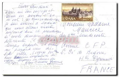 Pałac Królewski i Ogrody Sabatini — Madryt — wydawca: Depapelle Legat — Rewers