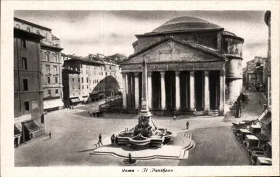 Rzym — Pantheon — widok z fontanną i obeliskiem — wydawca A. Strozzi, n° 4587-9