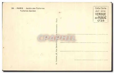 Jardim das Tuileries — Paris — editor A. Leconte, 38 Rue Sainte-Croix-de-la-Bretonnerie — Verso